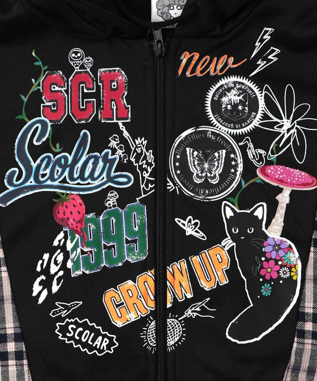 POP・チェック柄切替パーカー-14