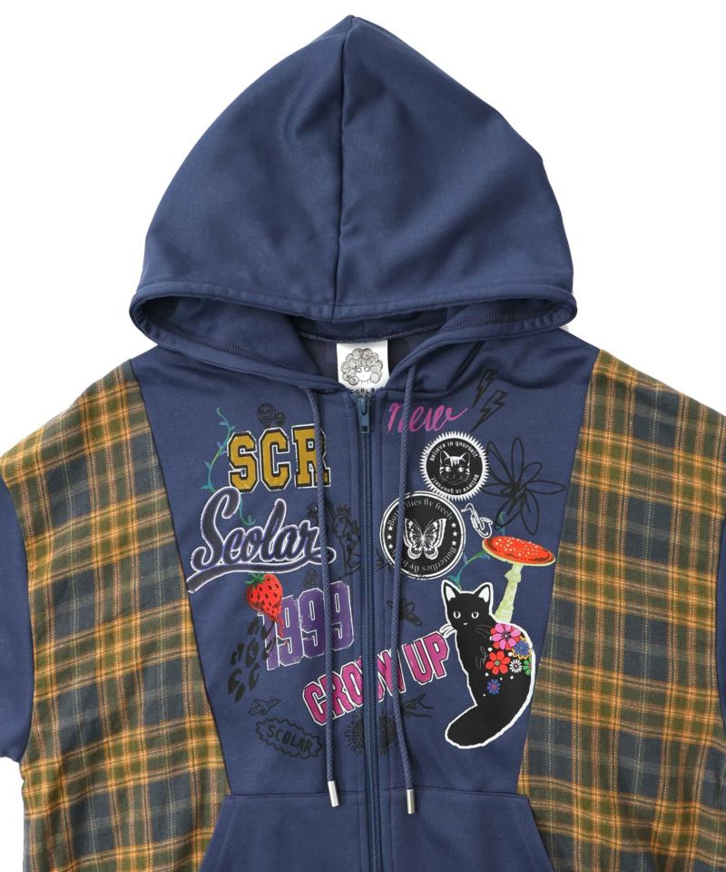 POP・チェック柄切替パーカー-18