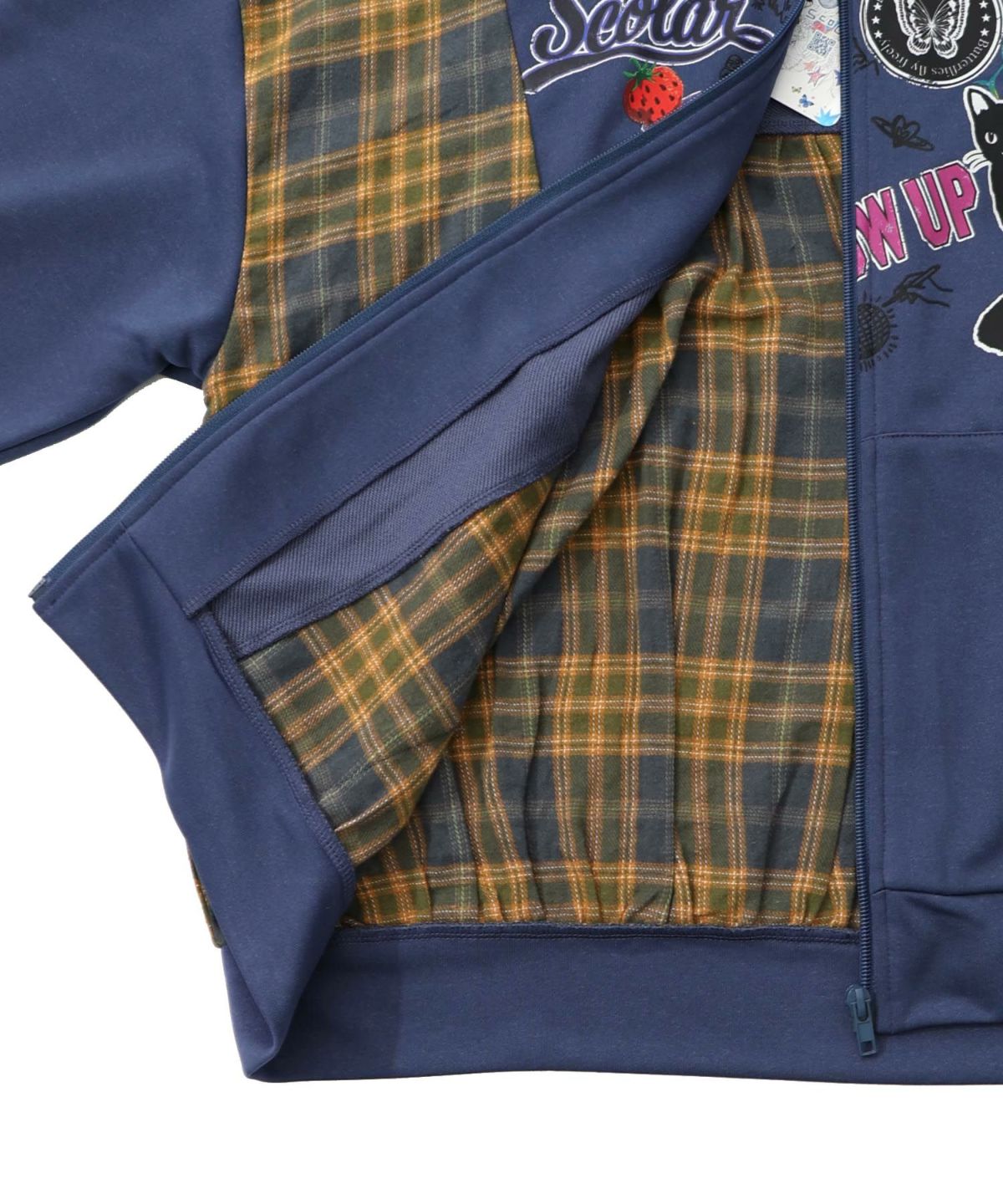 POP・チェック柄切替パーカー-21