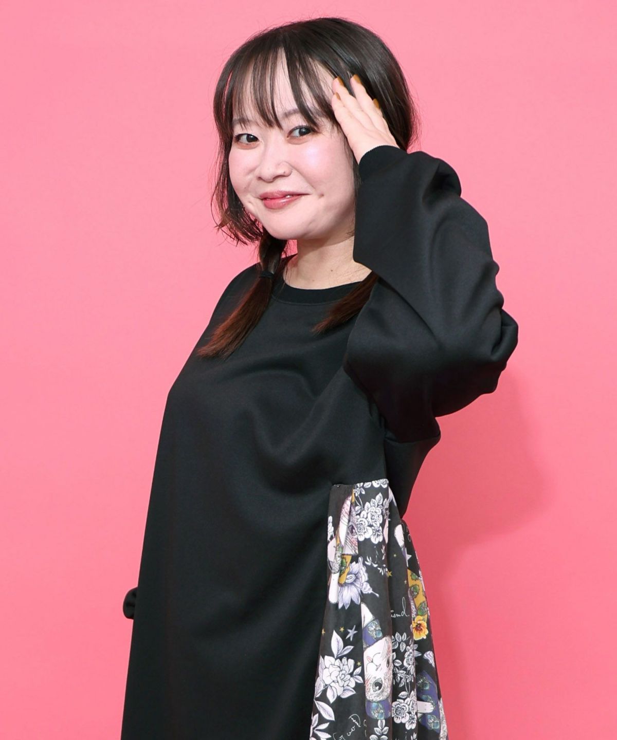 おめかしネコ柄 切替ワンピース-2