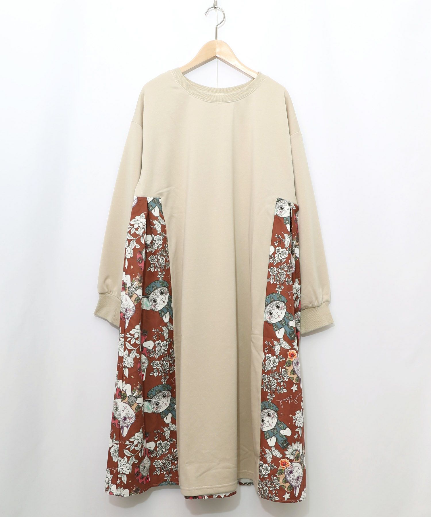 おめかしネコ柄 切替ワンピース-7