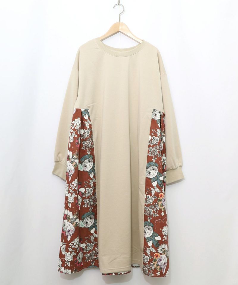 おめかしネコ柄 切替ワンピース-7