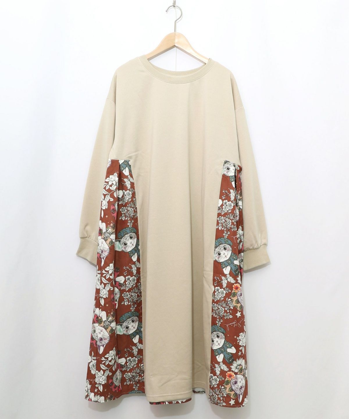 おめかしネコ柄 切替ワンピース-7