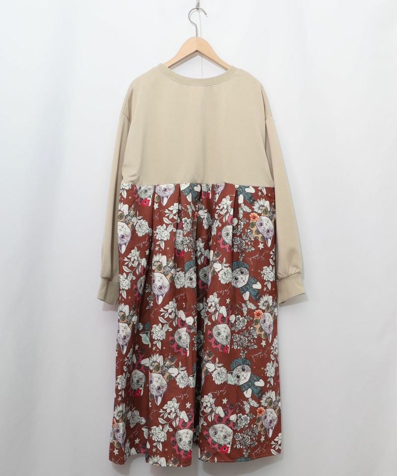 おめかしネコ柄 切替ワンピース-8