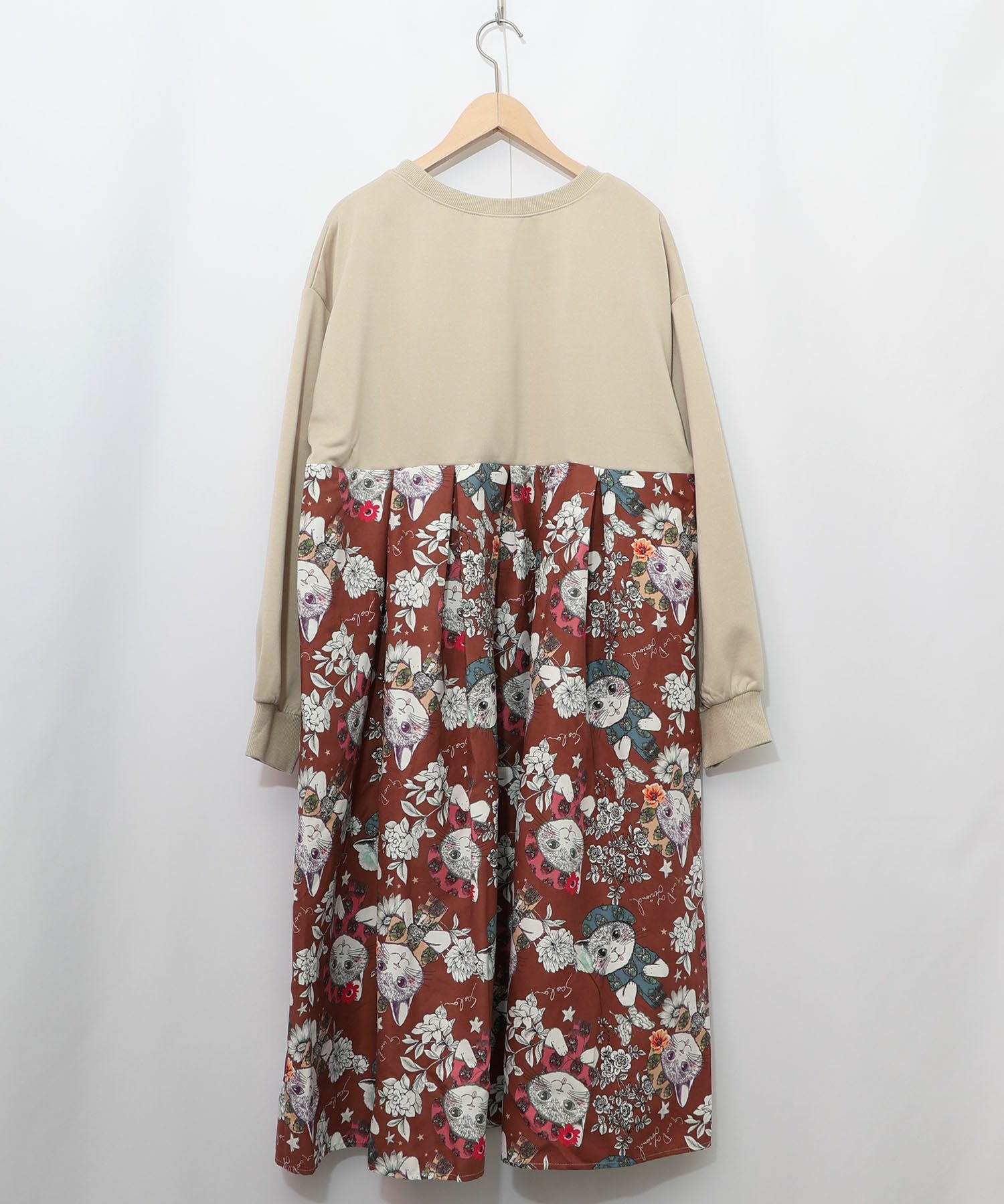 おめかしネコ柄 切替ワンピース-8