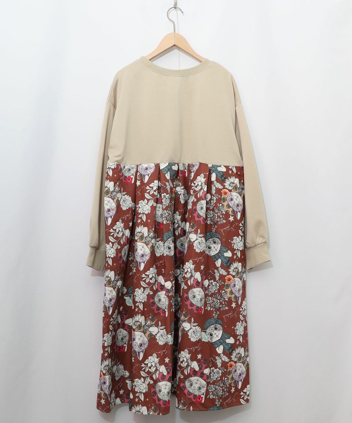 おめかしネコ柄 切替ワンピース-8