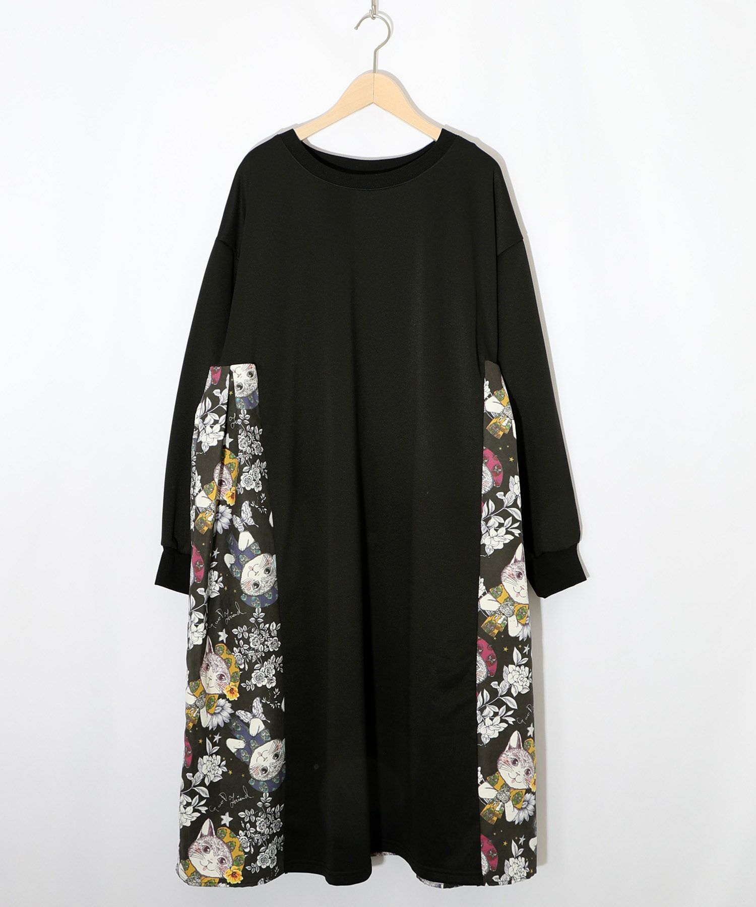 おめかしネコ柄 切替ワンピース-10