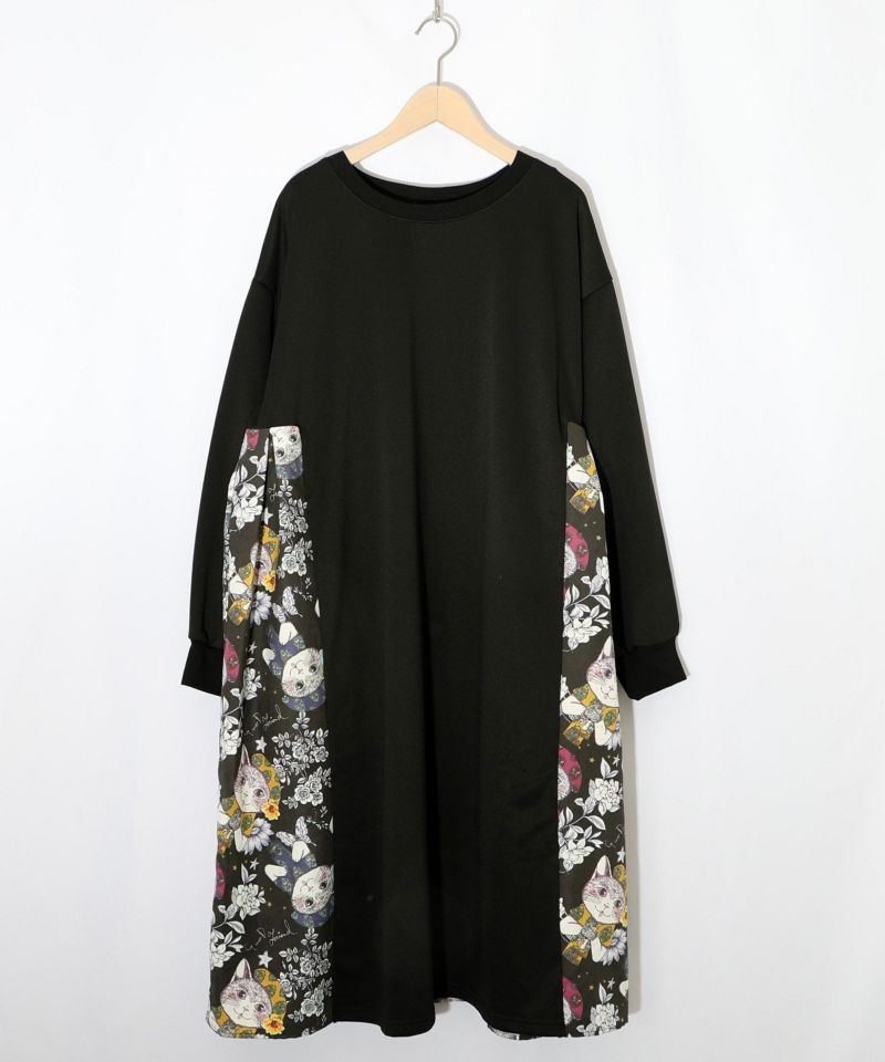 おめかしネコ柄 切替ワンピース-10