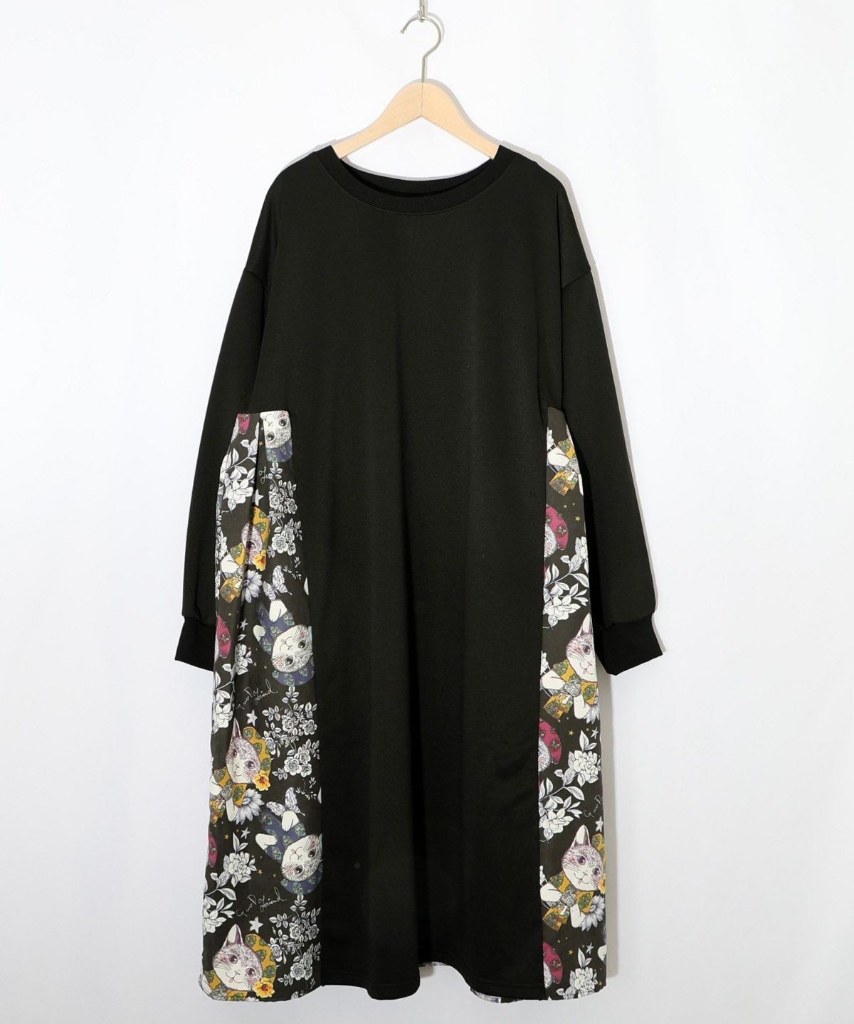 おめかしネコ柄 切替ワンピース-10