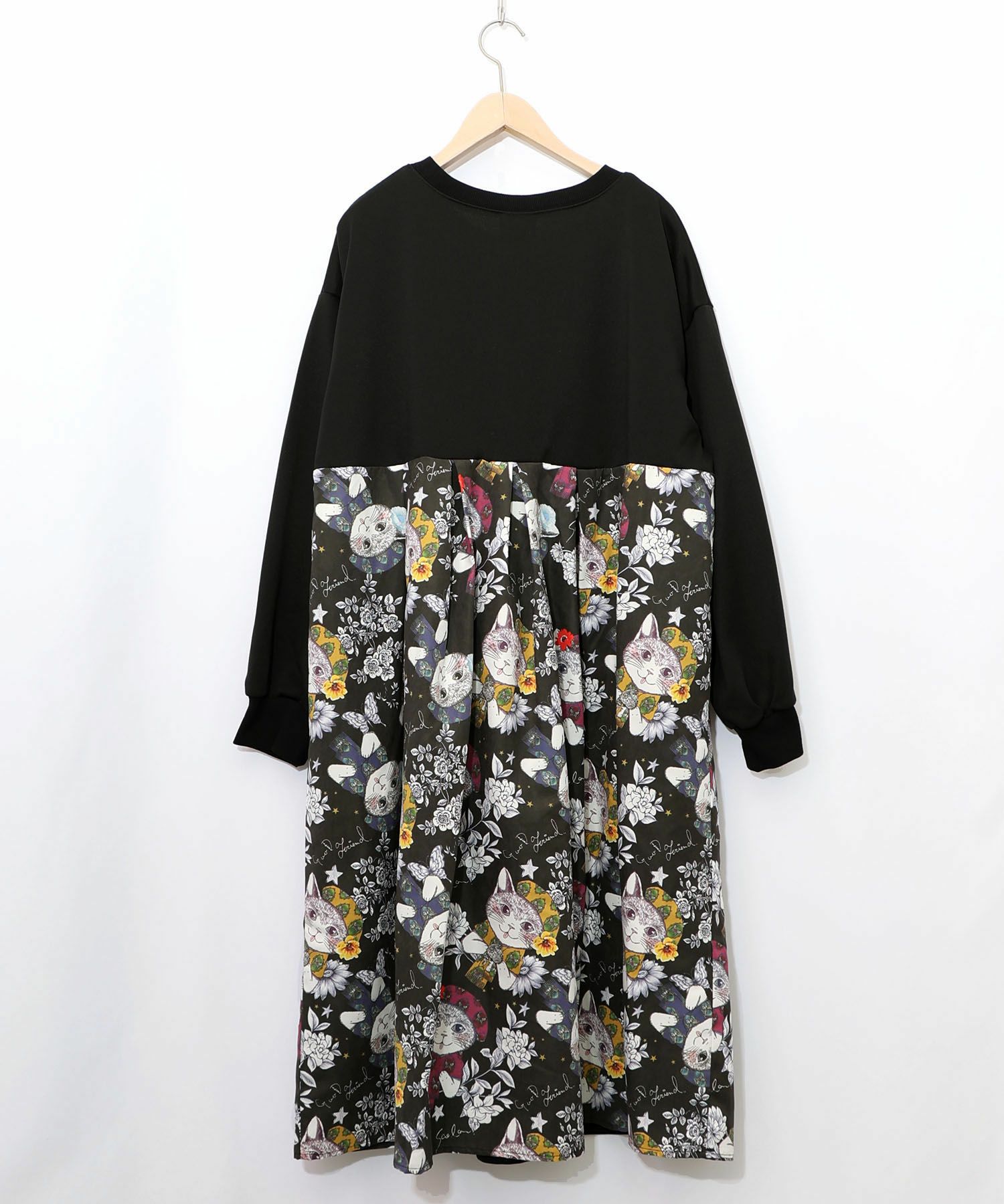 おめかしネコ柄 切替ワンピース-11