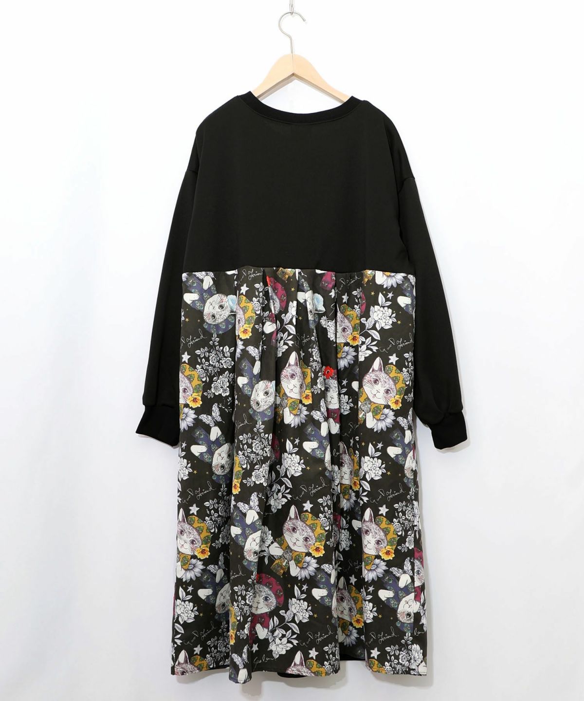 おめかしネコ柄 切替ワンピース-11