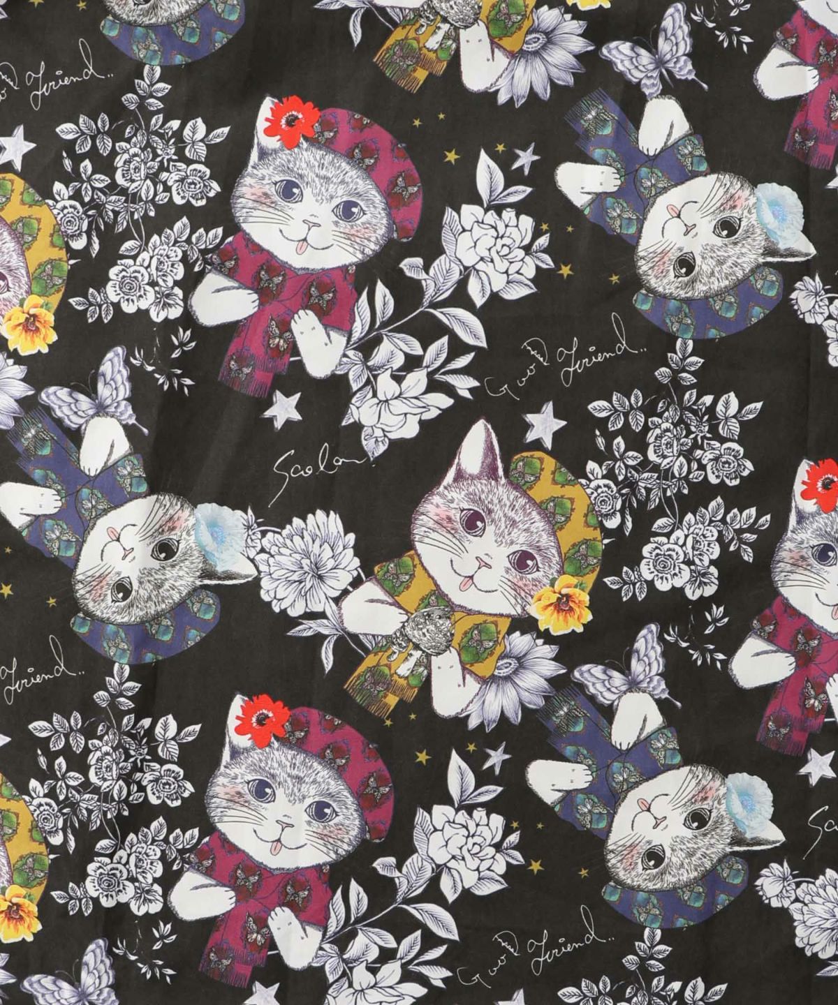 おめかしネコ柄 切替ワンピース-12