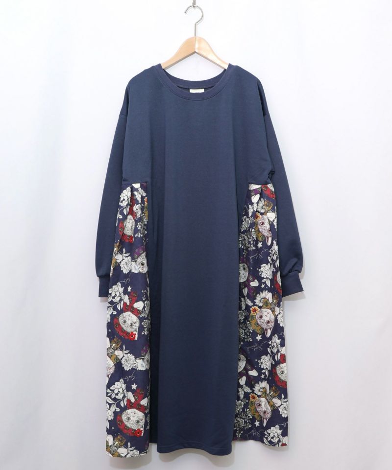 おめかしネコ柄 切替ワンピース-13