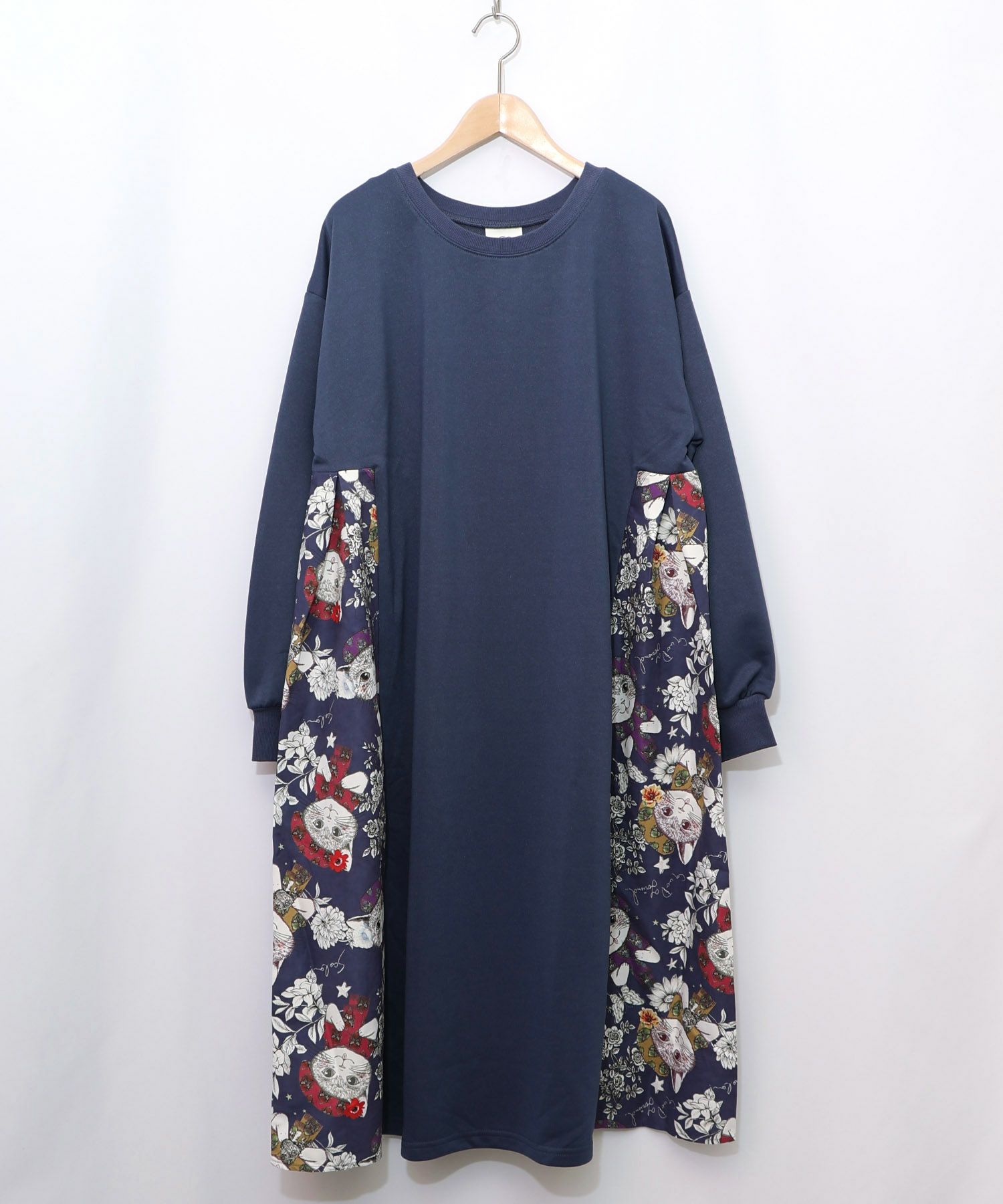 おめかしネコ柄 切替ワンピース-13