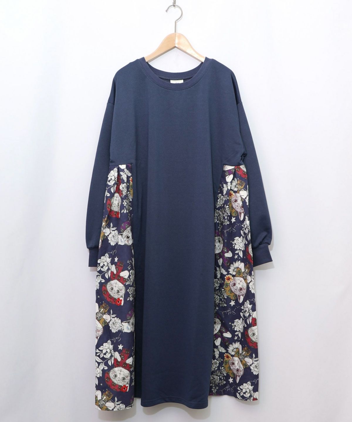 おめかしネコ柄 切替ワンピース-13