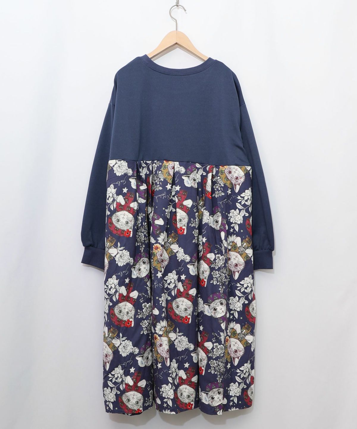 おめかしネコ柄 切替ワンピース-14