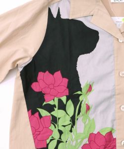 ネコ花柄切替シャツ-9