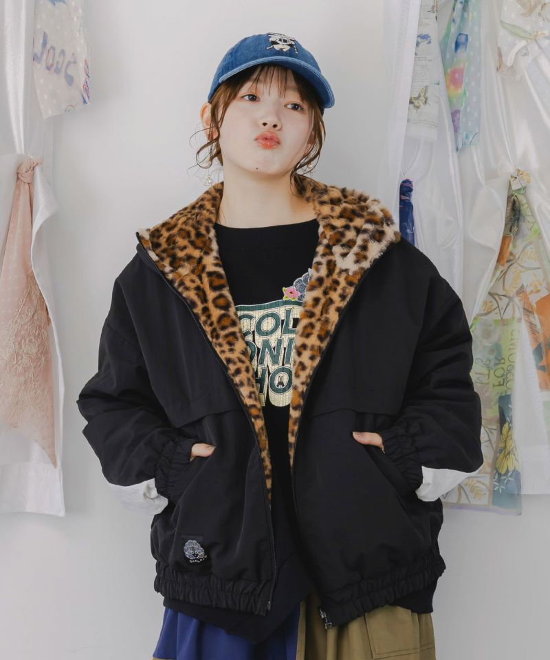 キノコ×レオパード柄リバーシブルブルゾン-3