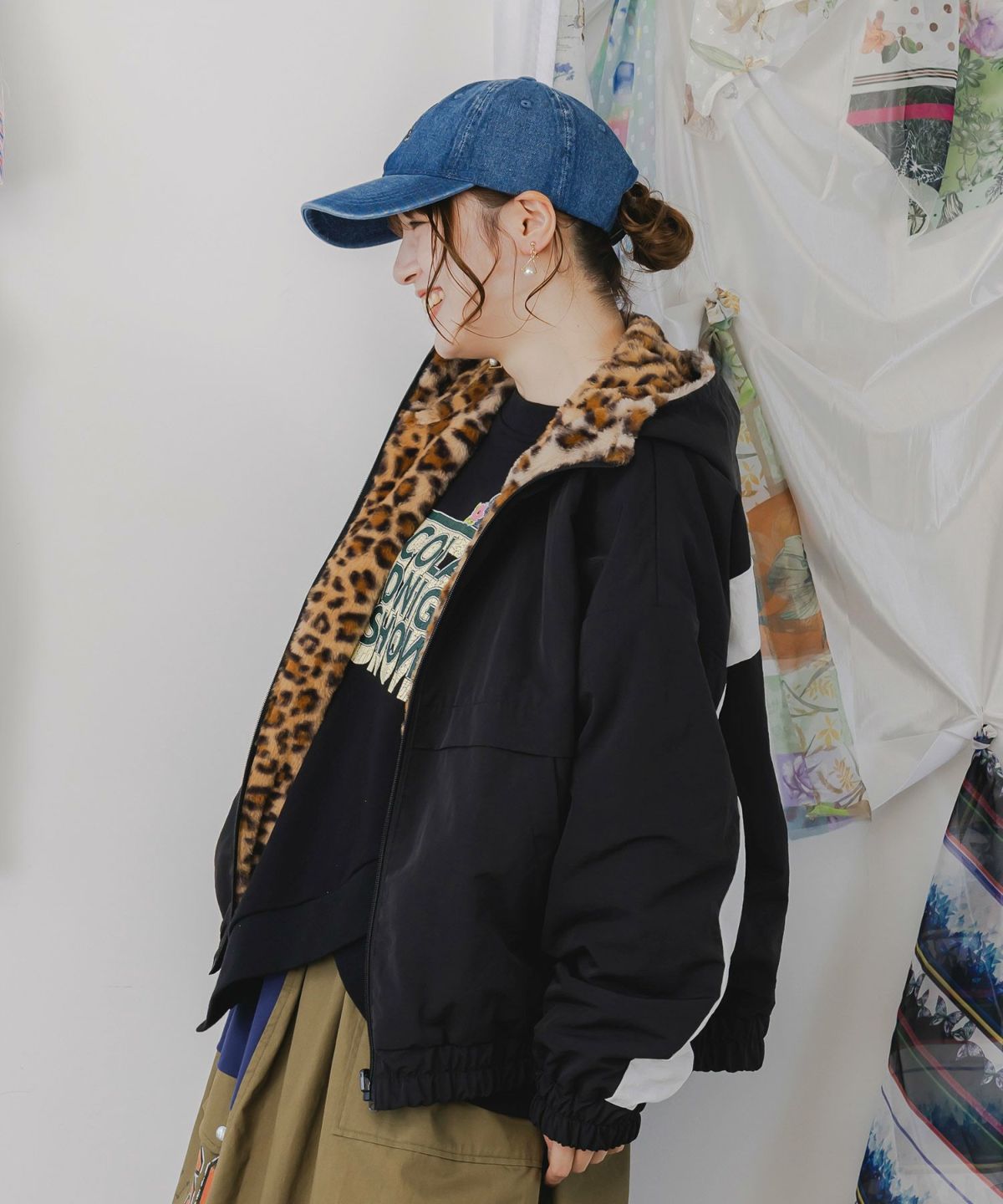キノコ×レオパード柄リバーシブルブルゾン-4