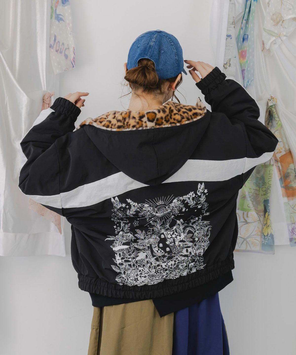 キノコ×レオパード柄リバーシブルブルゾン-5