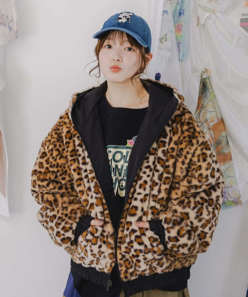 キノコ×レオパード柄リバーシブルブルゾン-7