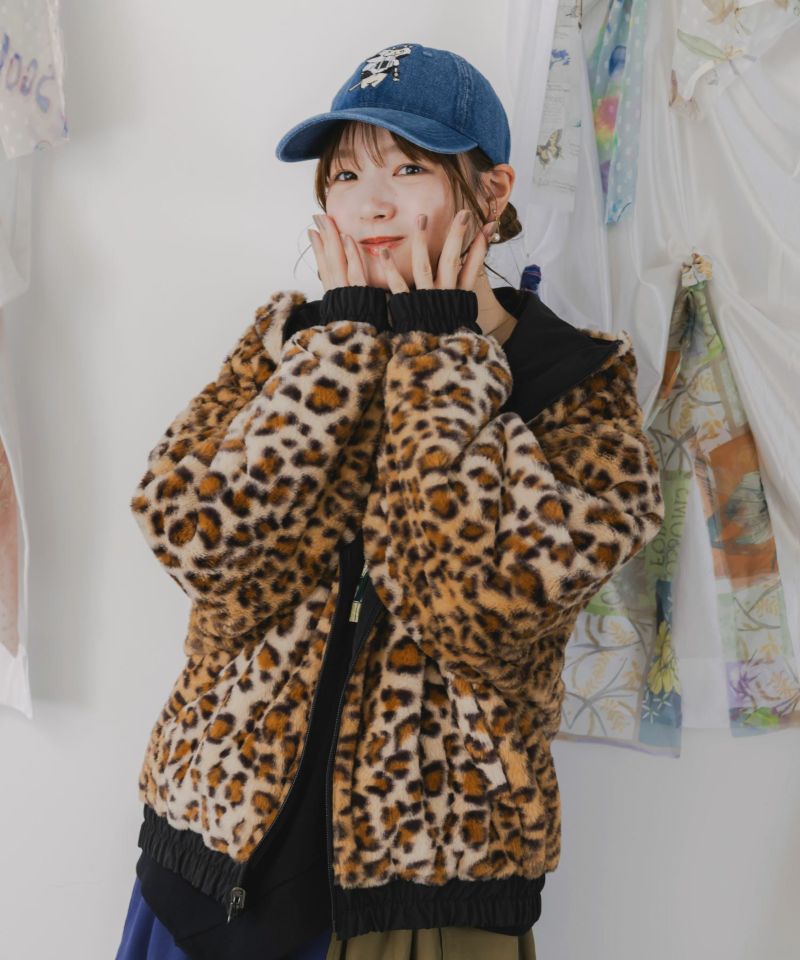 キノコ×レオパード柄リバーシブルブルゾン-10