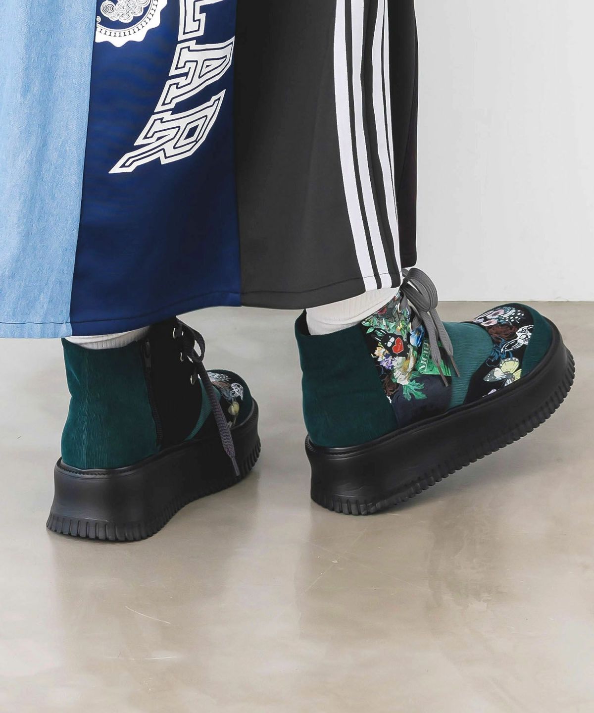 デニム×花柄コーデュロイブーツ-4