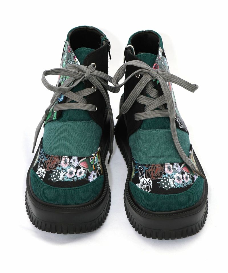 デニム×花柄コーデュロイブーツ-12