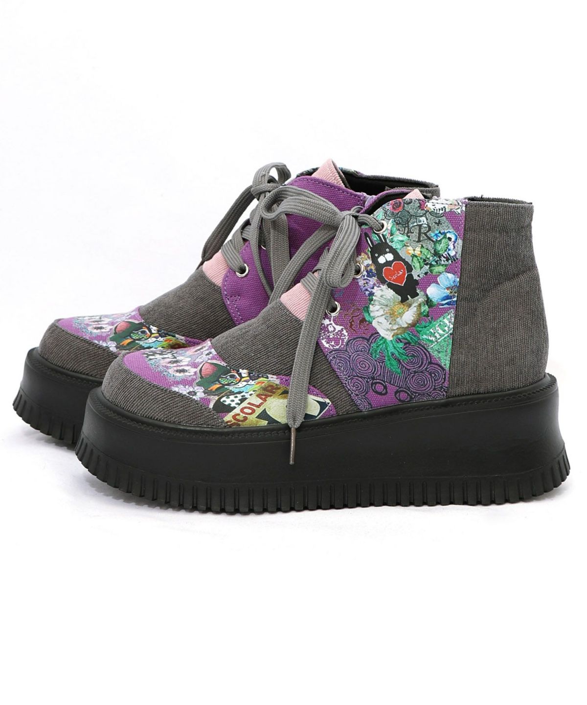 デニム×花柄コーデュロイブーツ-14