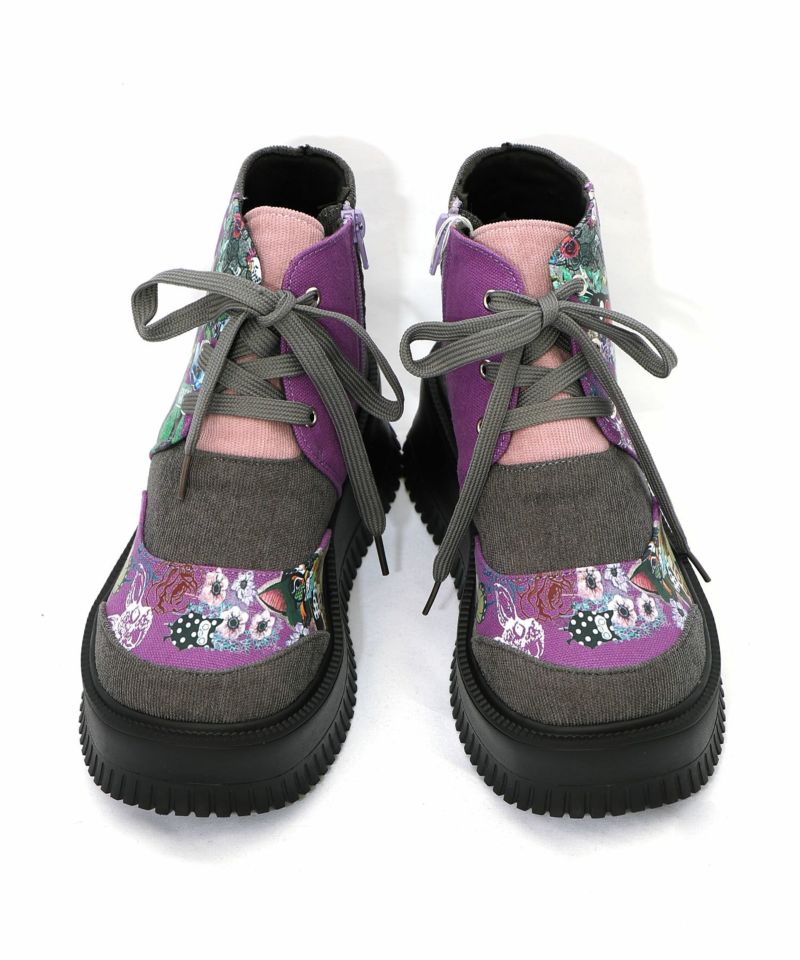 デニム×花柄コーデュロイブーツ-15