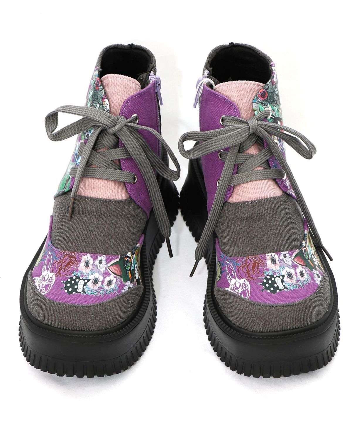 デニム×花柄コーデュロイブーツ-17