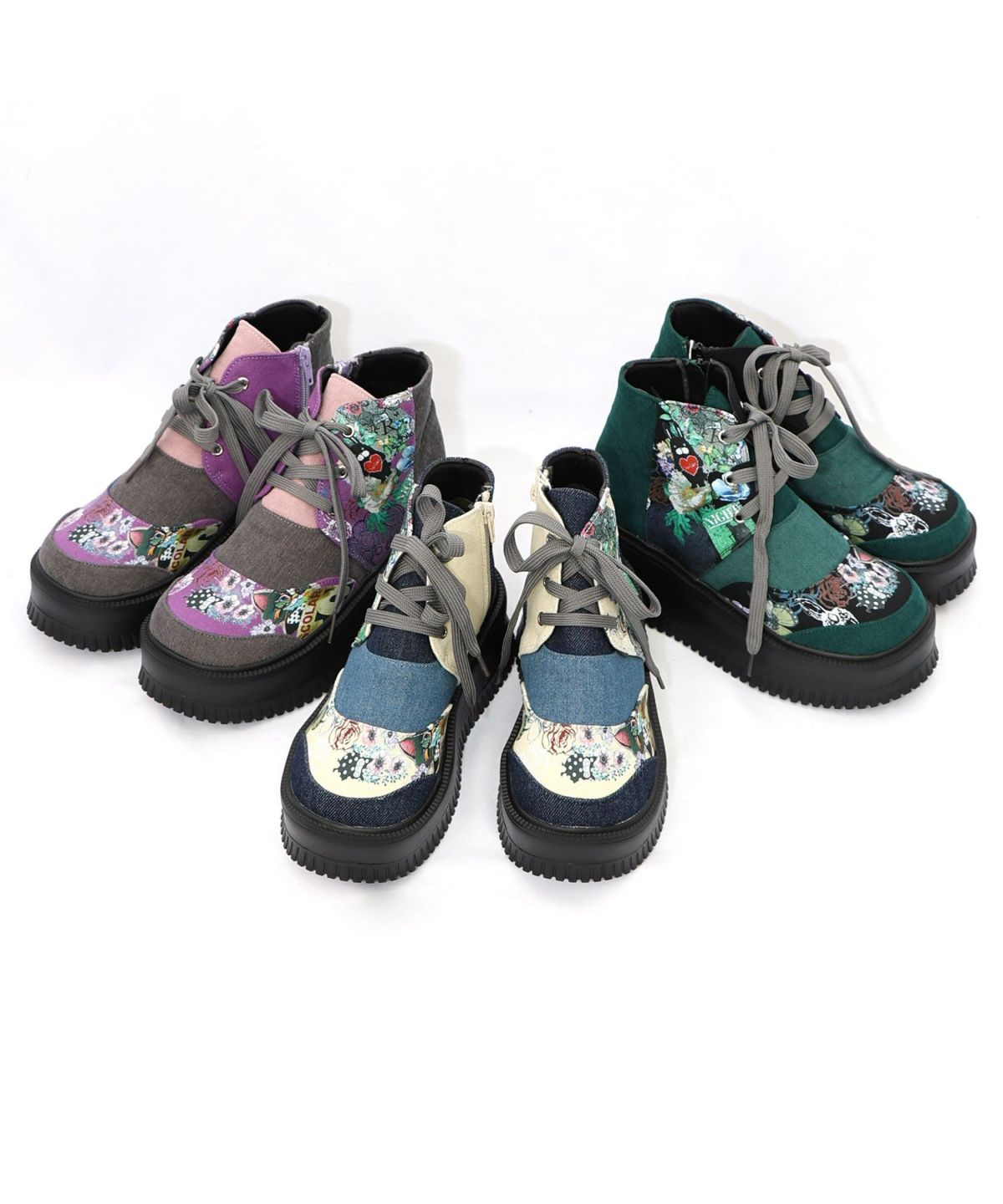 デニム×花柄コーデュロイブーツ-24