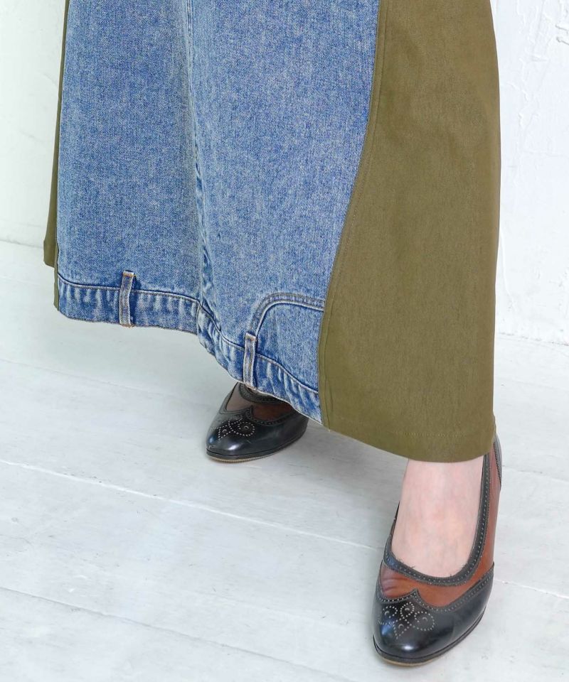 スタッズ付き異素材切替スカート-7