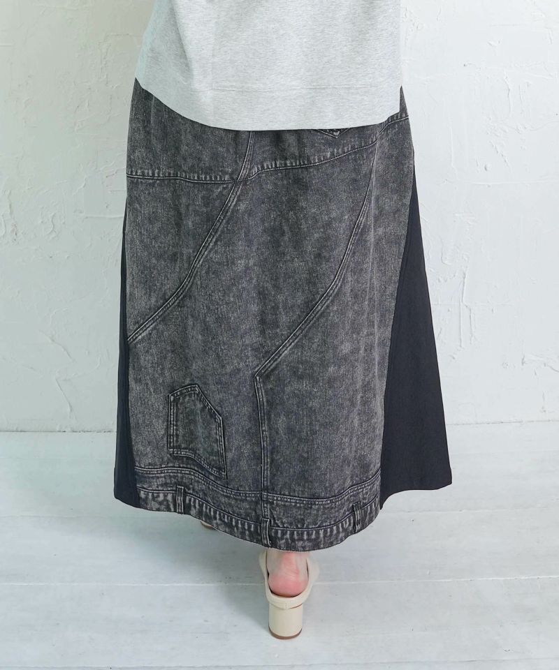 スタッズ付き異素材切替スカート-14
