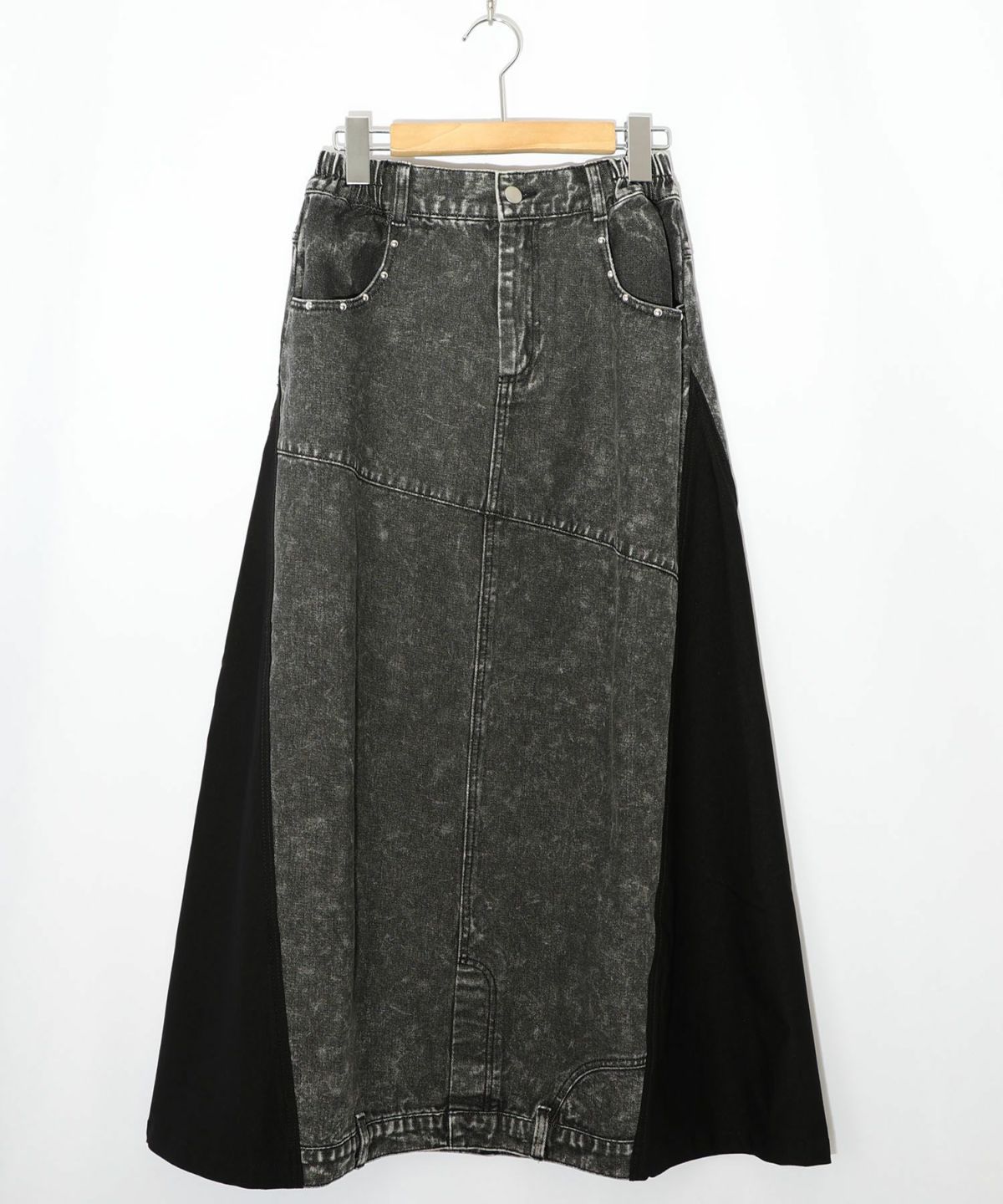 スタッズ付き異素材切替スカート-21