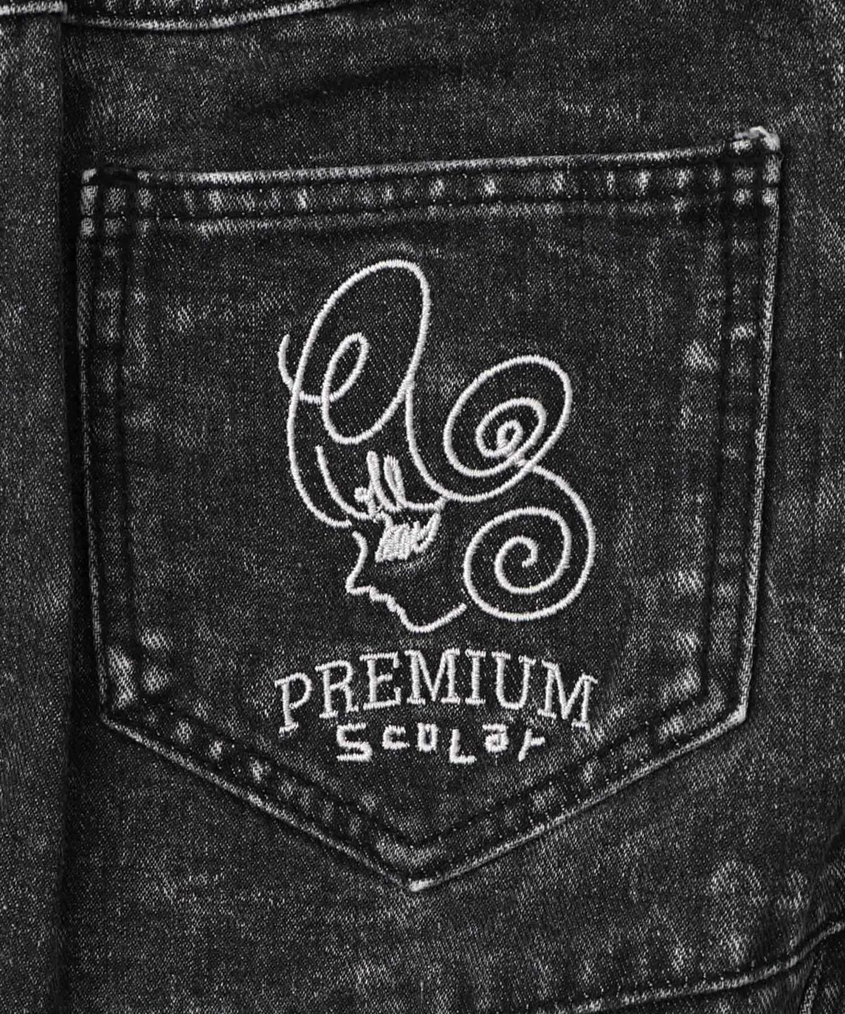 スタッズ付き異素材切替スカート-22