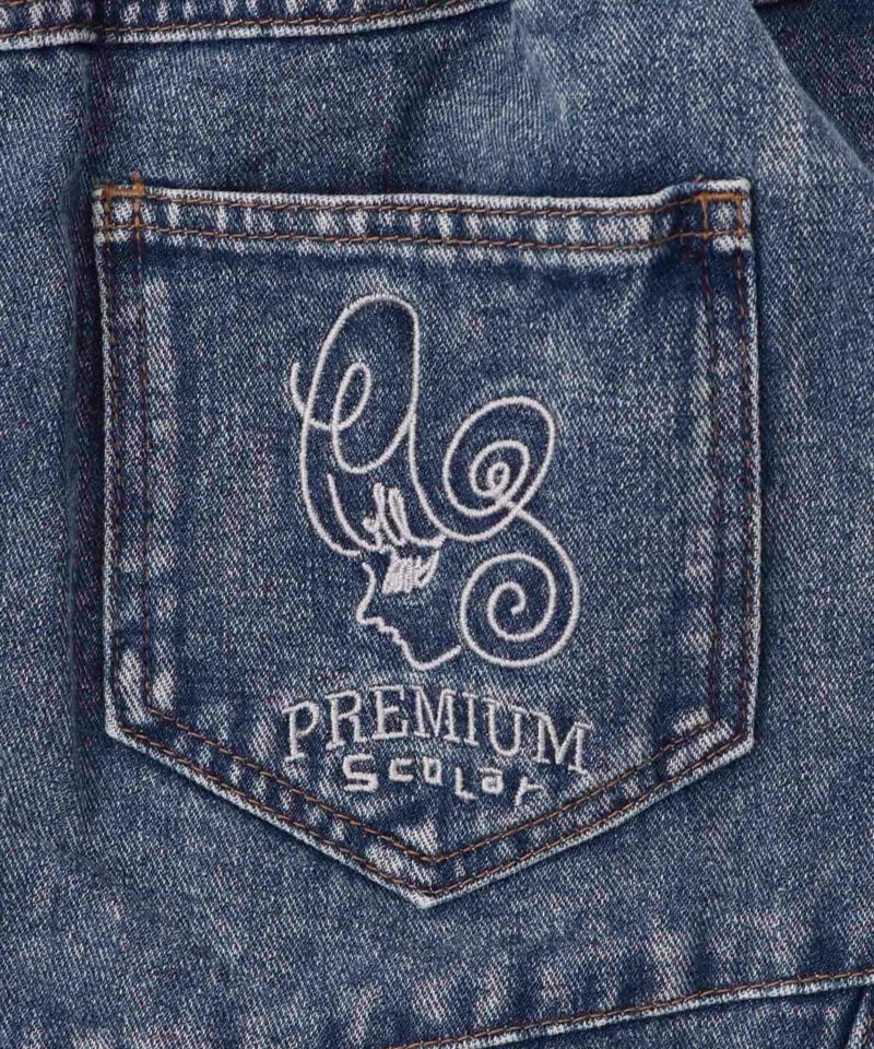 スタッズ付き異素材切替スカート-24