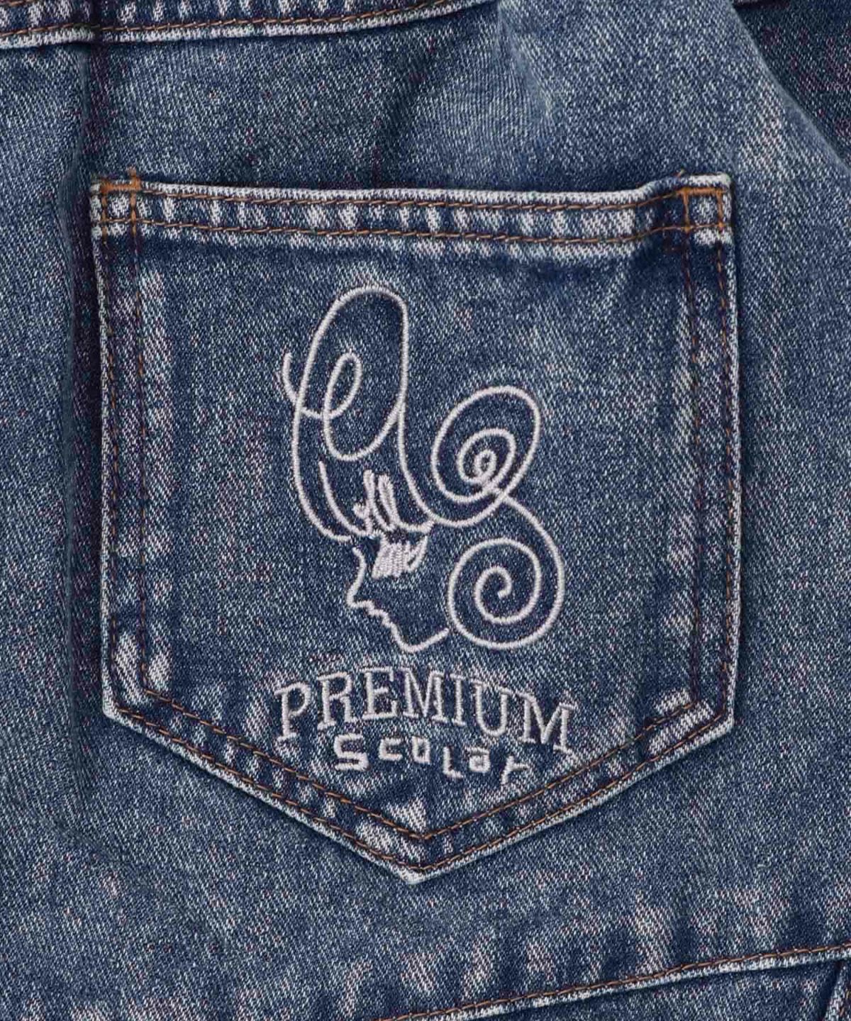 スタッズ付き異素材切替スカート-24