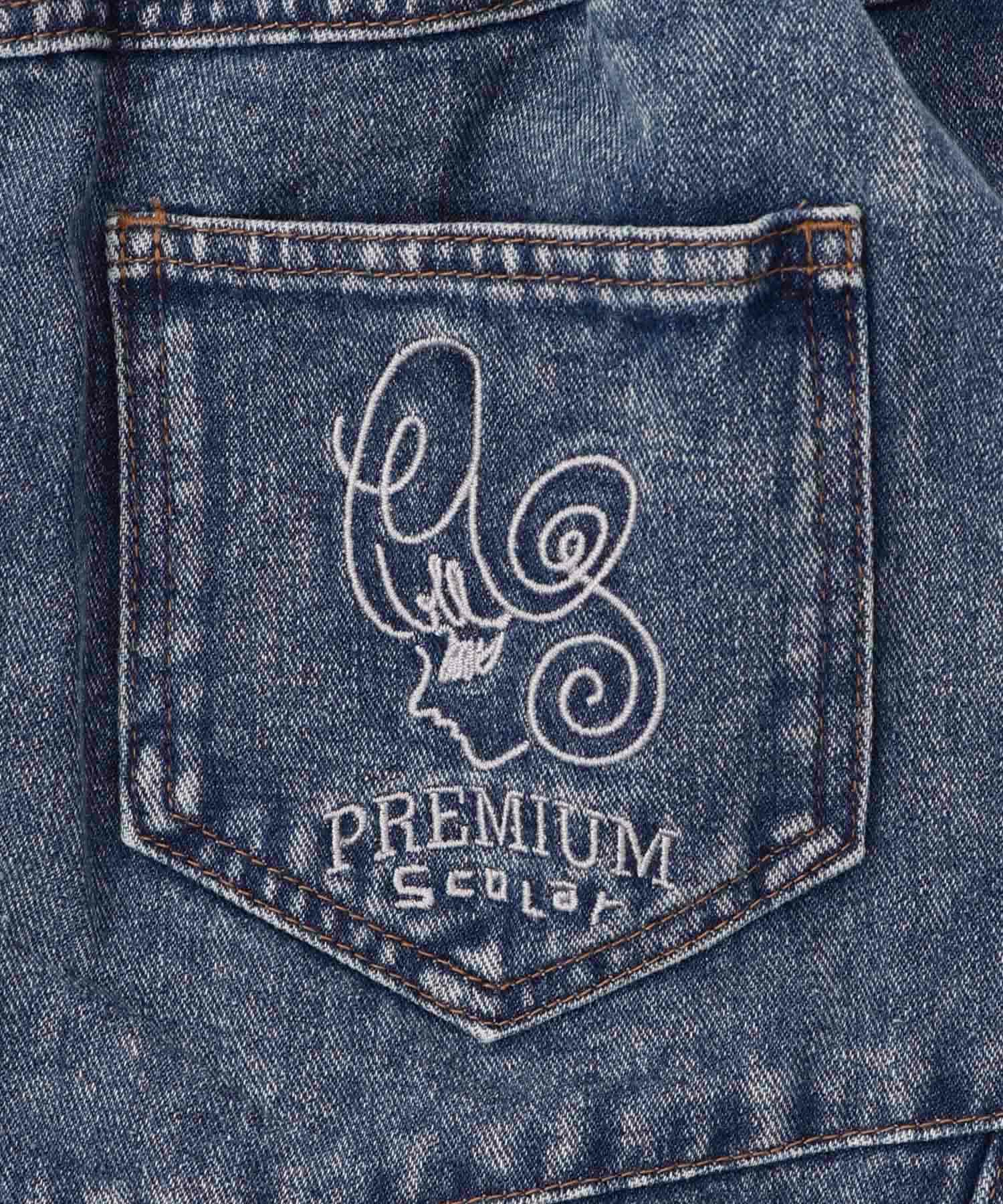 スタッズ付き異素材切替スカート-24