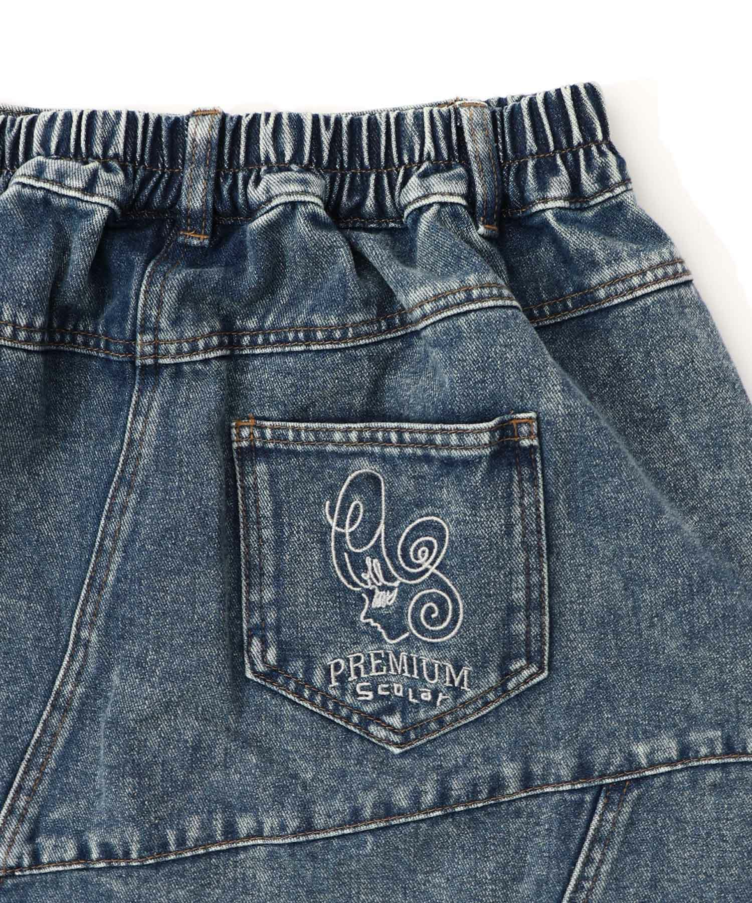 スタッズ付き異素材切替スカート-28