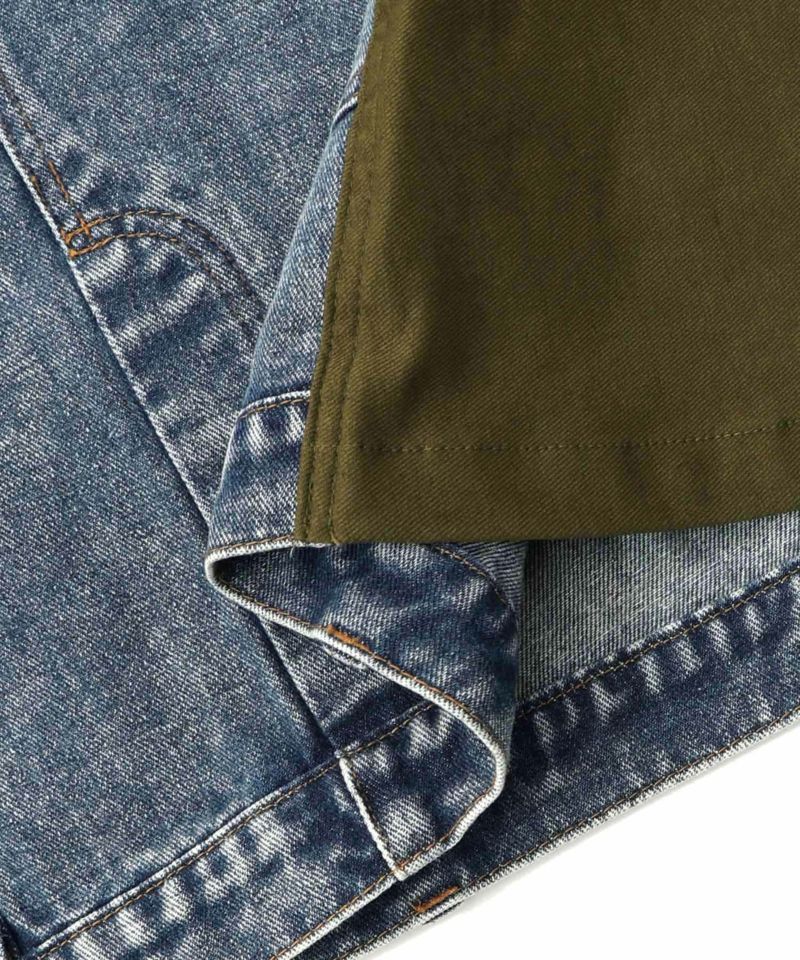 スタッズ付き異素材切替スカート-30