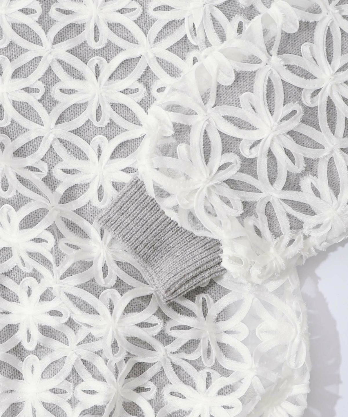 花柄チュール重ねニットブルゾン-15