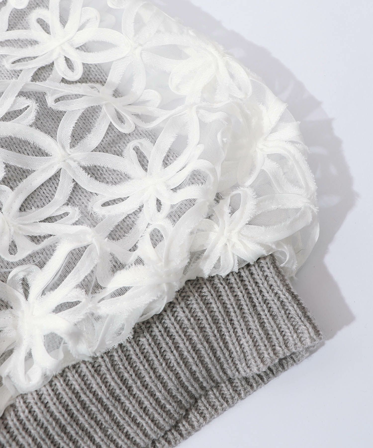 花柄チュール重ねニットブルゾン-18