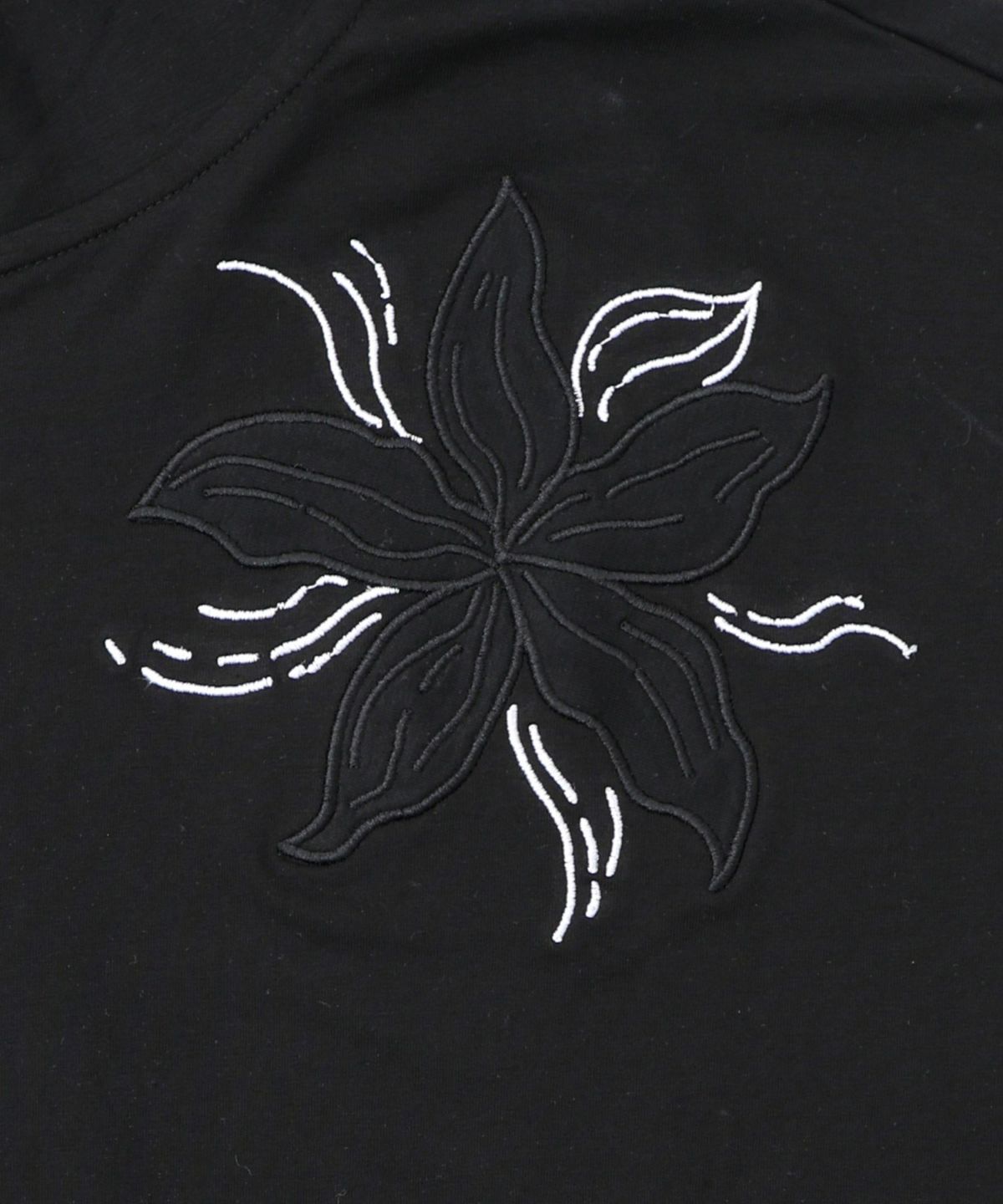 花刺繍アップリケ×ニット切替パーカー-12