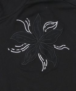 花刺繍アップリケ×ニット切替パーカー-12