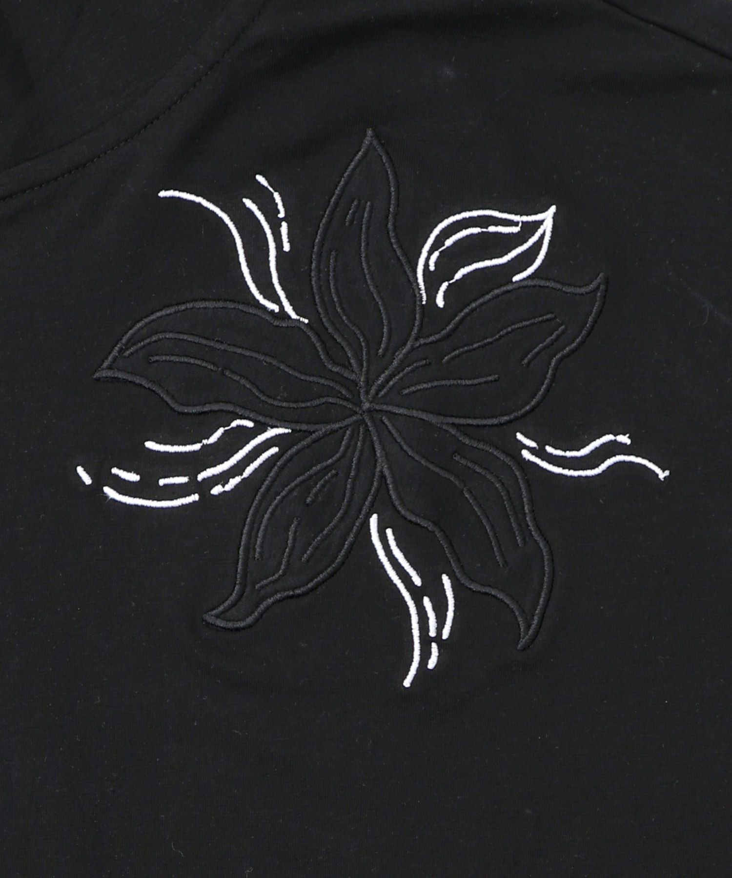 花刺繍アップリケ×ニット切替パーカー-12