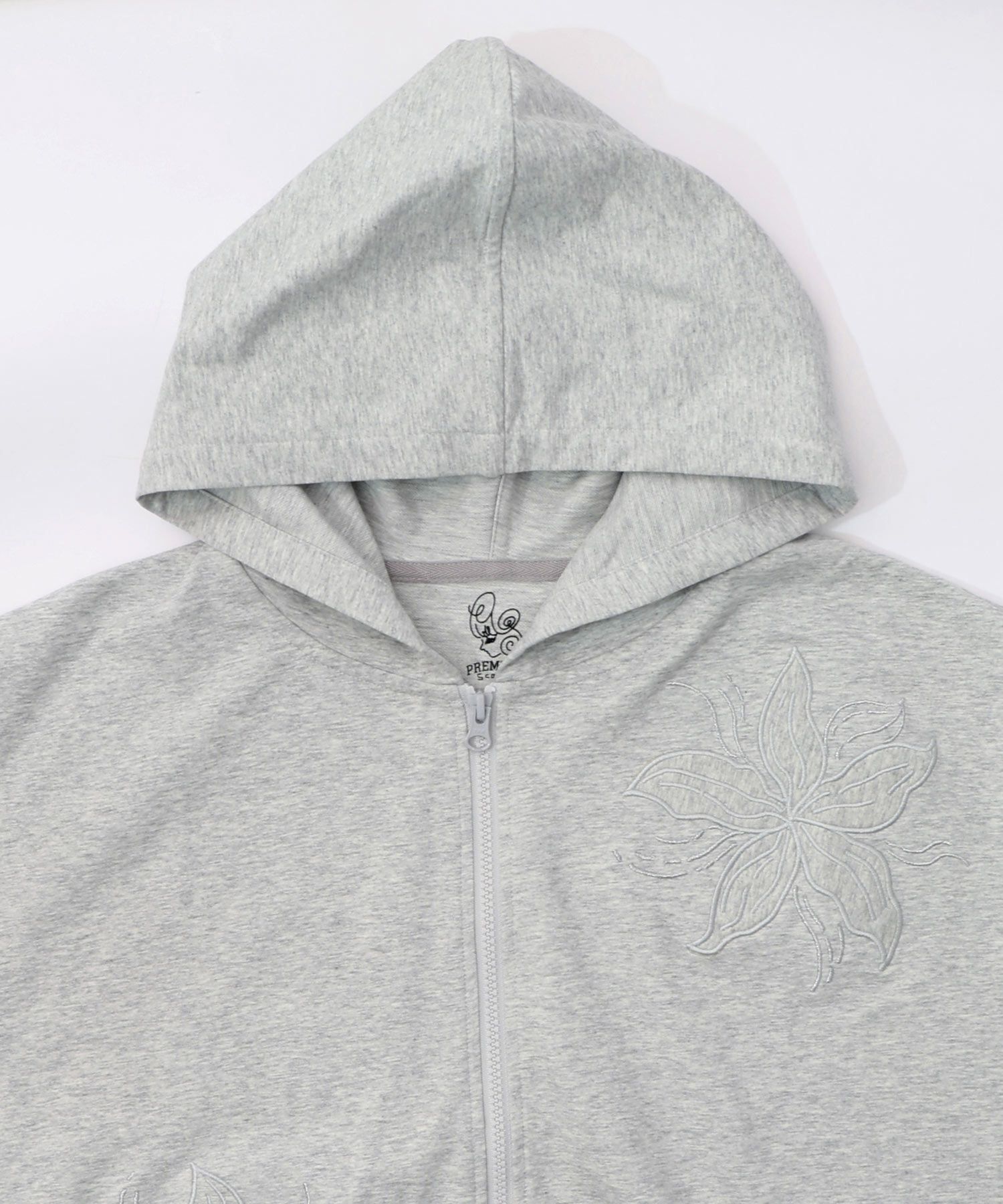 花刺繍アップリケ×ニット切替パーカー-13