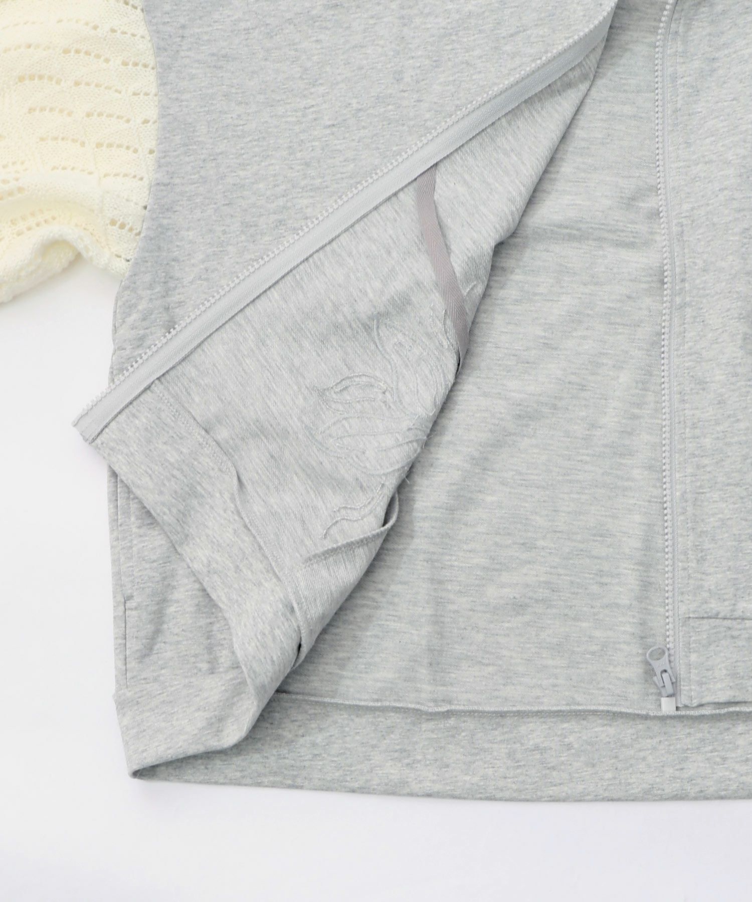 花刺繍アップリケ×ニット切替パーカー-16