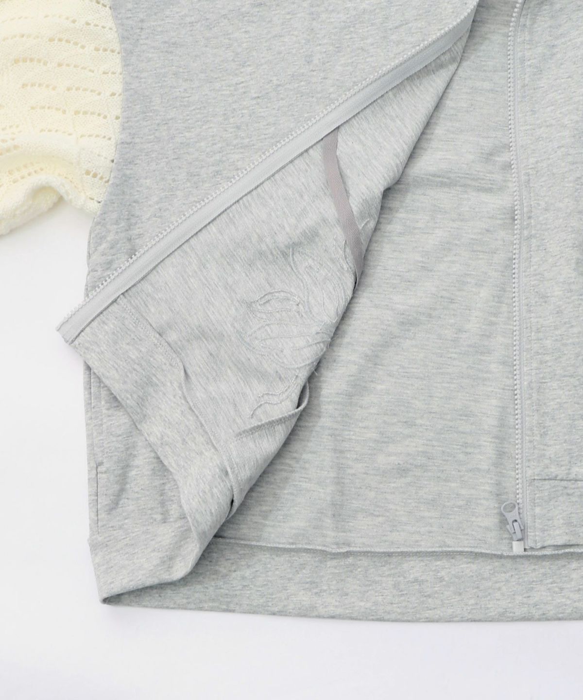 花刺繍アップリケ×ニット切替パーカー-16