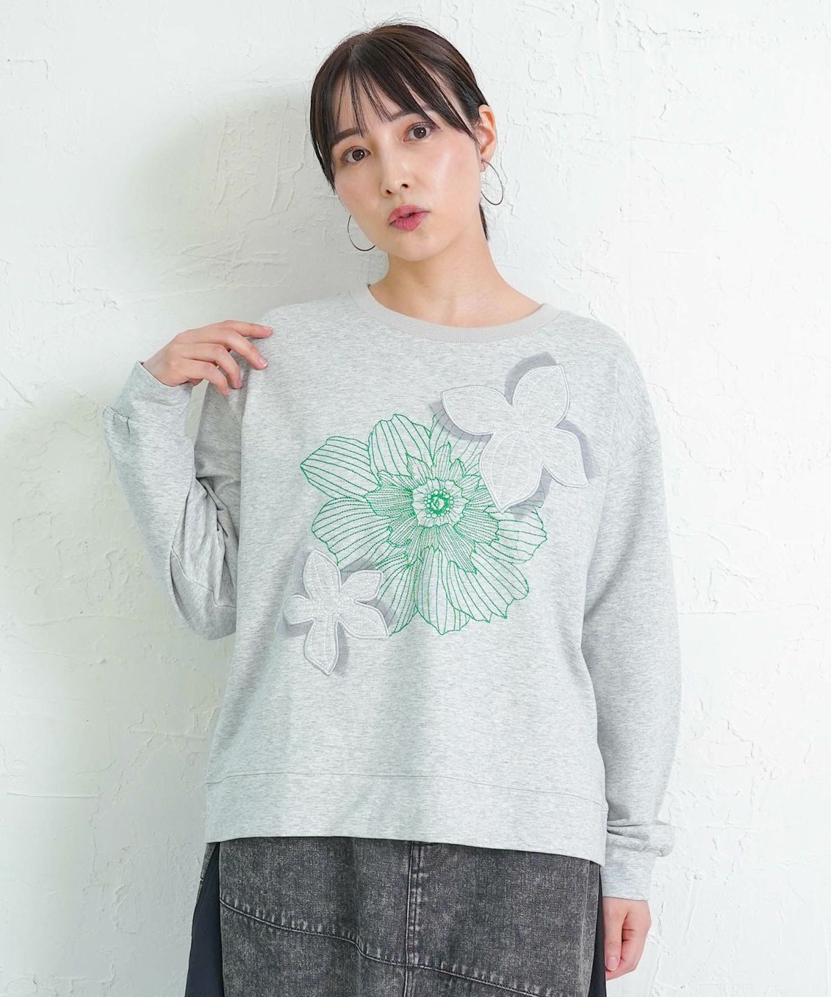 花刺繍アップリケプルオーバー-3